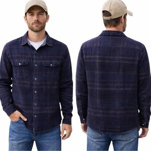 Carbon to Cobalt Men’s Flannel Shirt Blue Cream Rust Plaid | Size M